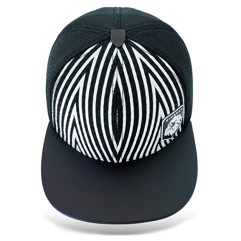 Kingsle - Black Stripe - Unisex - Flat Brim Snapback Baseball Cap - Adjustable Size