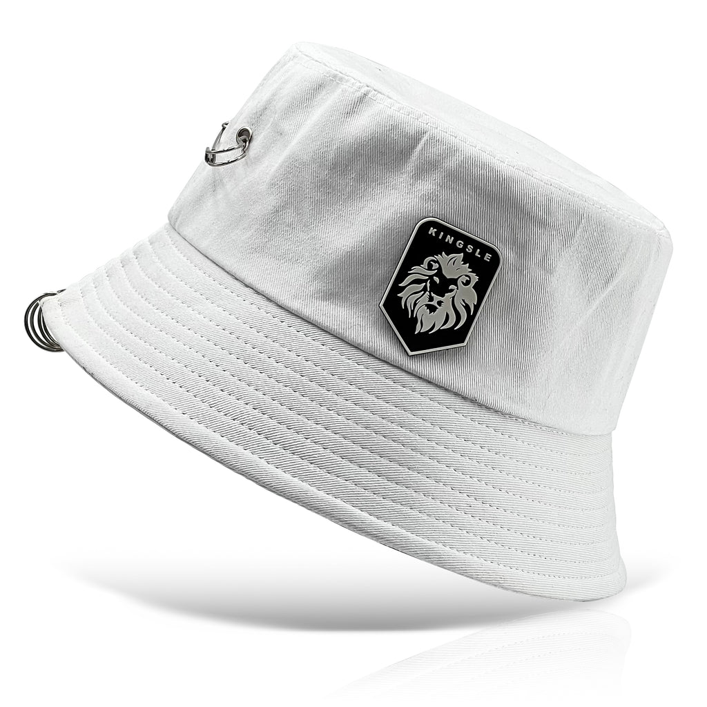 Kingsle Pure White Tinkling Bucket Hat- Unisex - One Size Fits Most