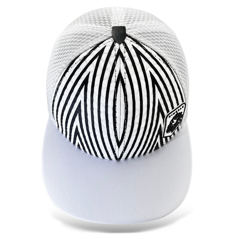 Kingsle - White Stripe - Unisex - Flat Brim Snapback Baseball Cap - Adjustable Size